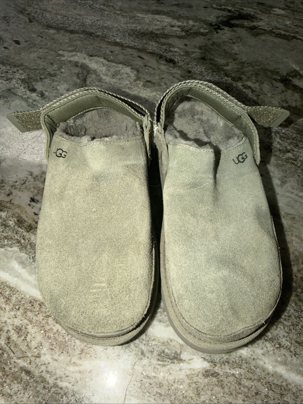 UGG GOLDENSTAR CLOG SHADED CLOVER SUEDE PLATFORM WOMEN'S SANDALS US 7 EUC SRD